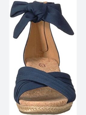 UGG Traci espadrille ankle strap wedge sandals Navy Blue 9.5